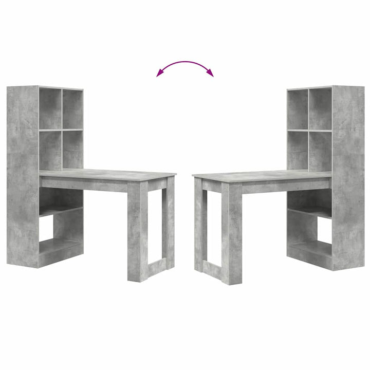 Bord med hylde Beton Grå 122 x 67 x 145 cm Konstrueret træ