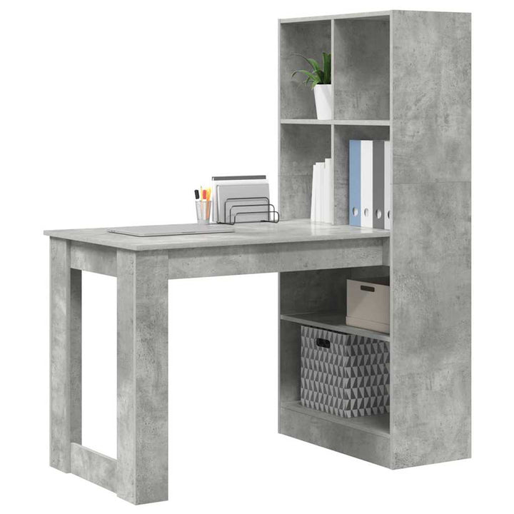 Bord med hylde Beton Grå 122 x 67 x 145 cm Konstrueret træ