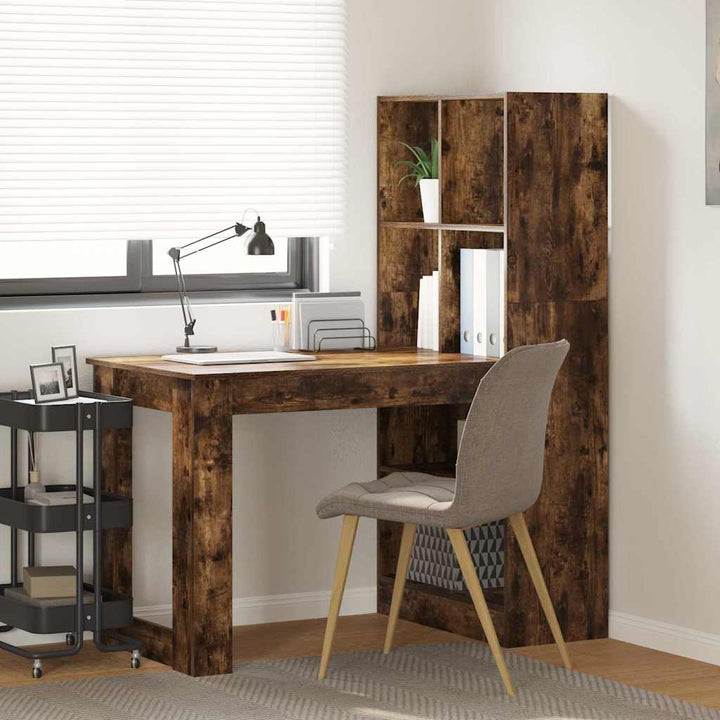 Bord med hylde Røget eg 122 x 67 x 145 cm Konstrueret træ