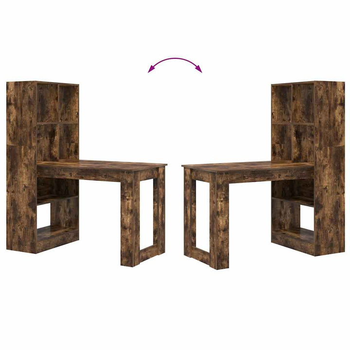 Bord med hylde Røget eg 122 x 67 x 145 cm Konstrueret træ