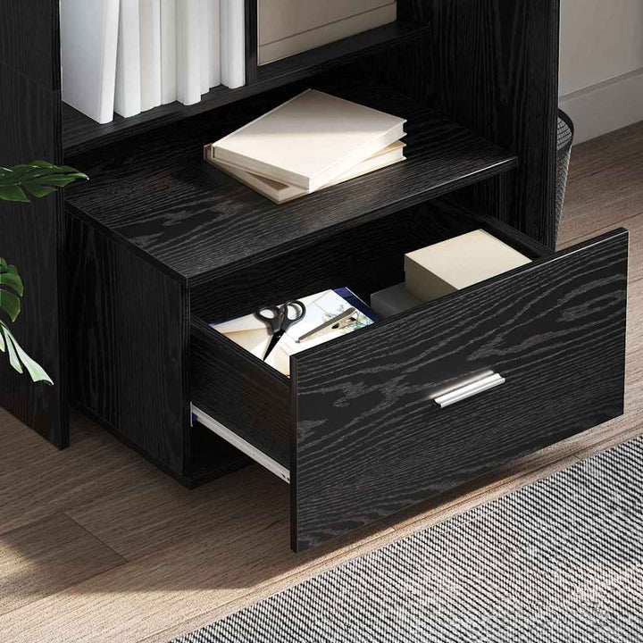 Bord med skuffe Sort eg 131,5 x 50 x 106,5 cm Konstrueret træ