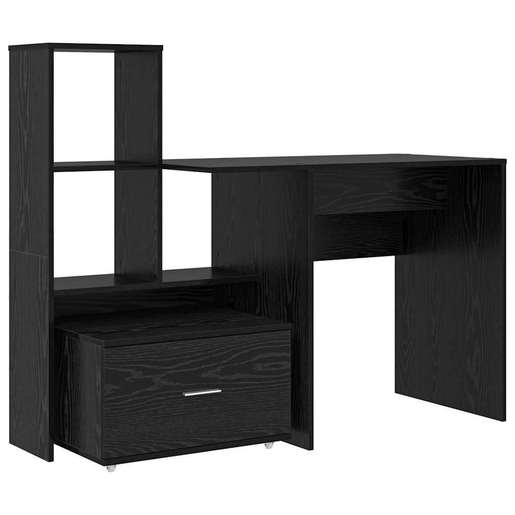 Bord med skuffe Sort eg 131,5 x 50 x 106,5 cm Konstrueret træ