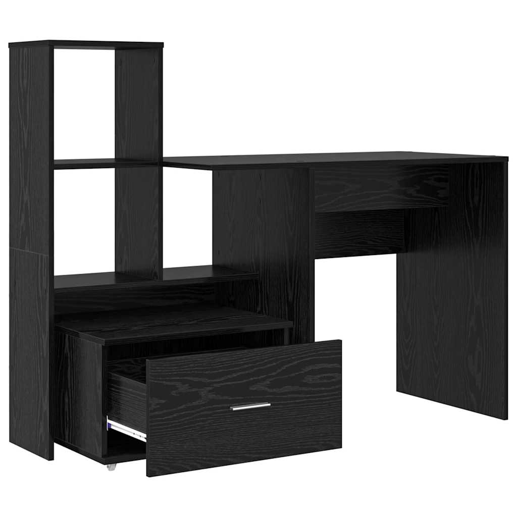 Bord med skuffe Sort eg 131,5 x 50 x 106,5 cm Konstrueret træ