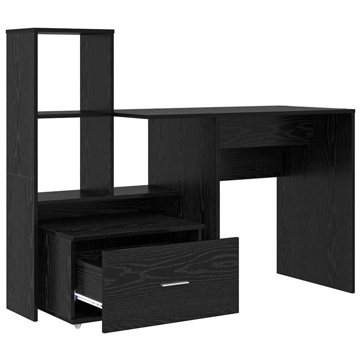 Bord med skuffe Sort eg 131,5 x 50 x 106,5 cm Konstrueret træ