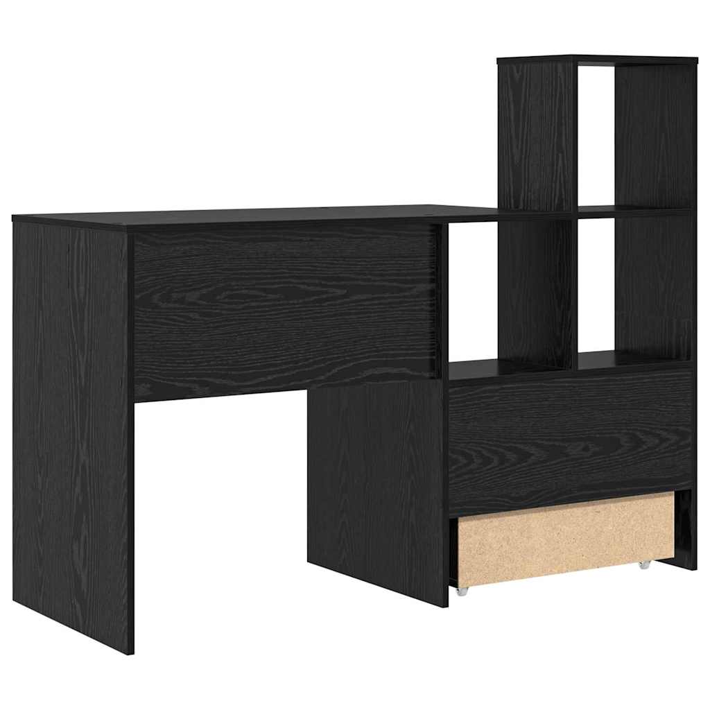 Bord med skuffe Sort eg 131,5 x 50 x 106,5 cm Konstrueret træ