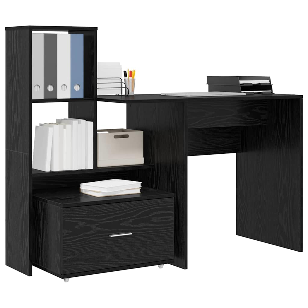 Bord med skuffe Sort eg 131,5 x 50 x 106,5 cm Konstrueret træ