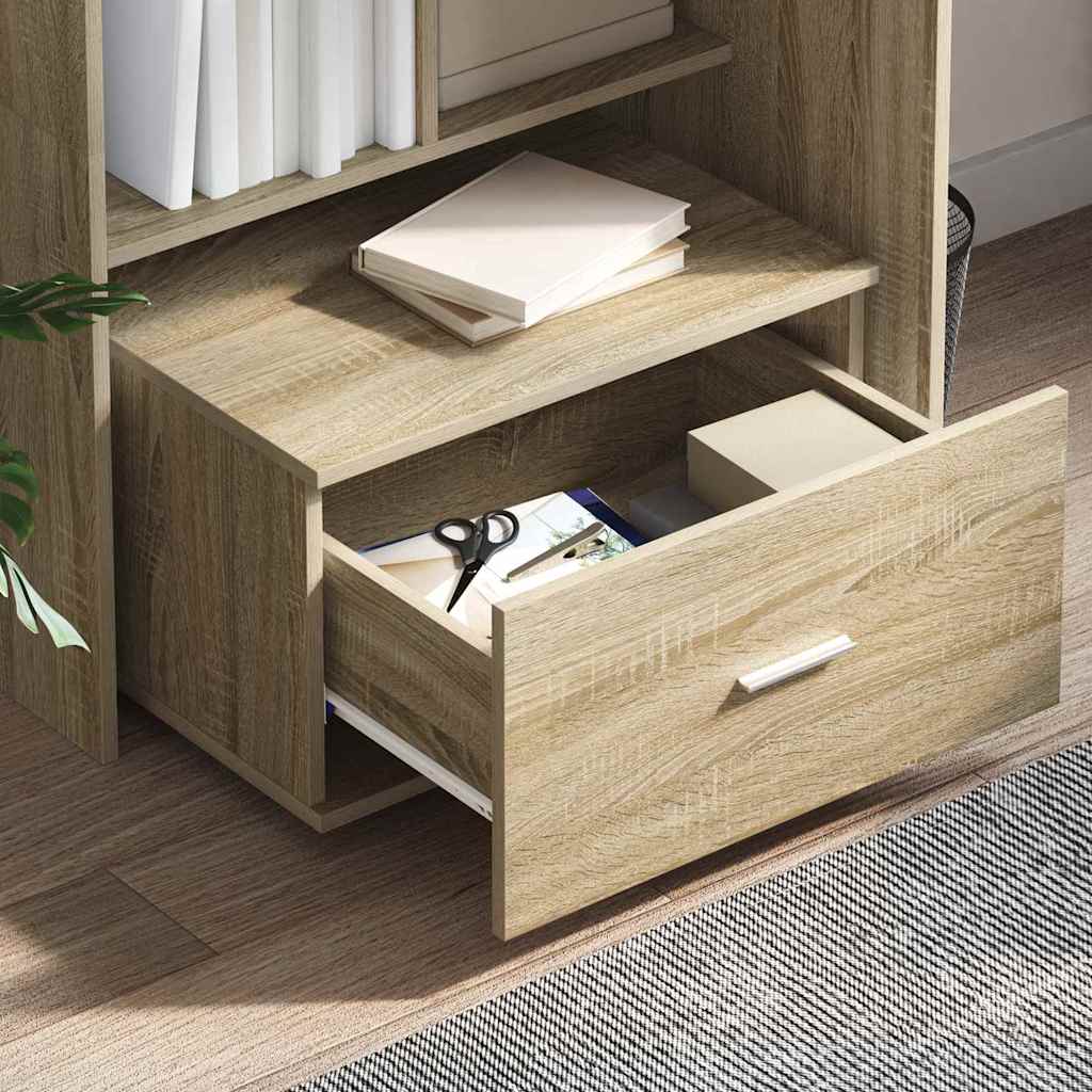 Bord med skuffe Sonoma-eg 131,5 x 50 x 106,5 cm Konstrueret træ