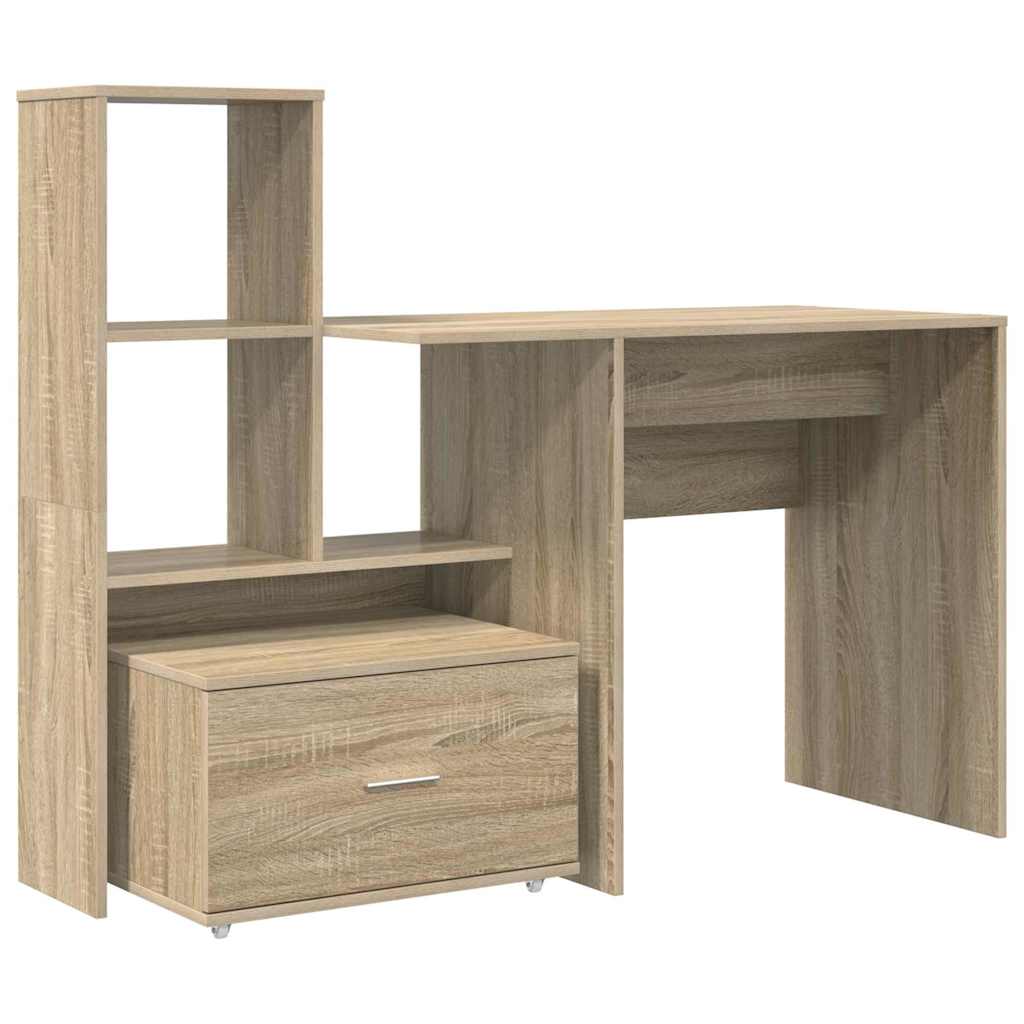Bord med skuffe Sonoma-eg 131,5 x 50 x 106,5 cm Konstrueret træ