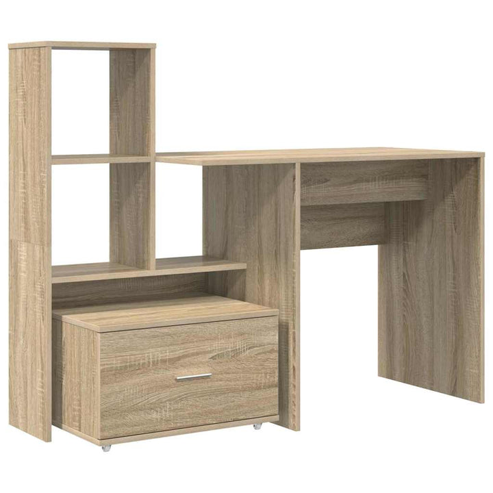 Bord med skuffe Sonoma-eg 131,5 x 50 x 106,5 cm Konstrueret træ
