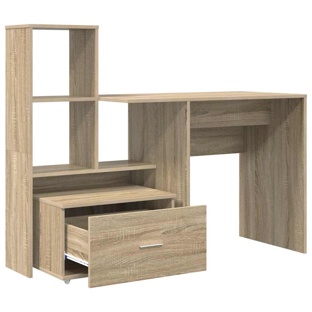 Bord med skuffe Sonoma-eg 131,5 x 50 x 106,5 cm Konstrueret træ