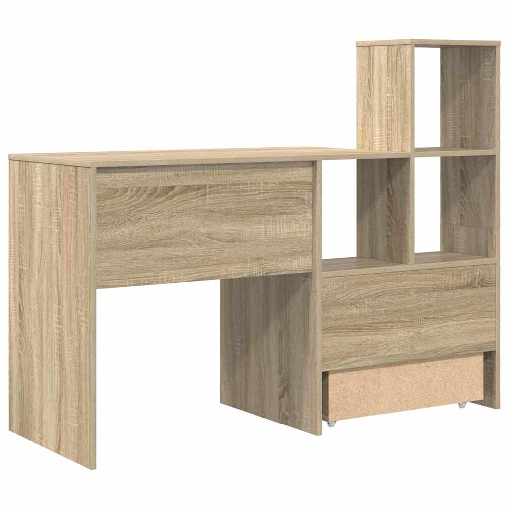 Bord med skuffe Sonoma-eg 131,5 x 50 x 106,5 cm Konstrueret træ