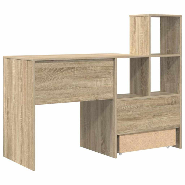 Bord med skuffe Sonoma-eg 131,5 x 50 x 106,5 cm Konstrueret træ