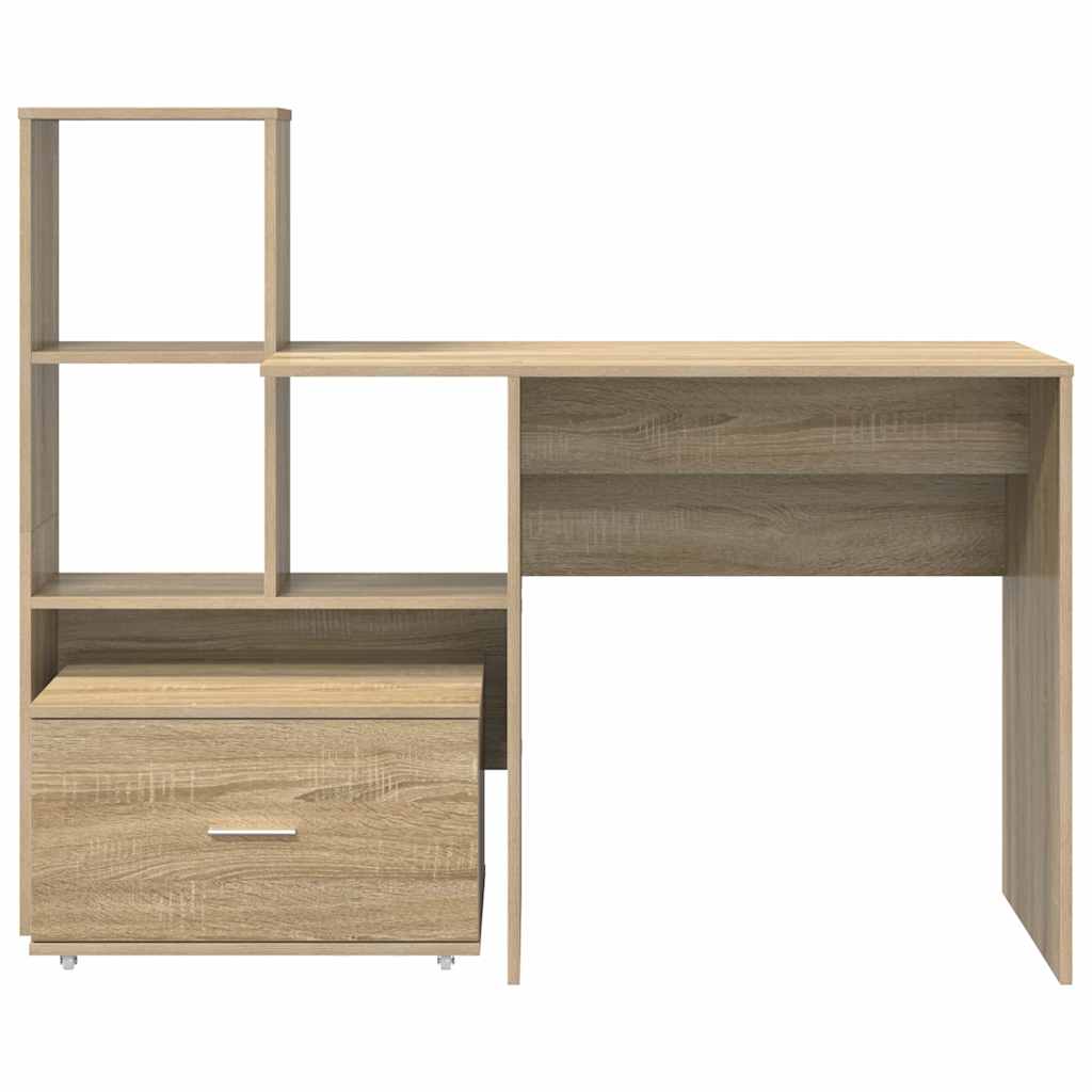 Bord med skuffe Sonoma-eg 131,5 x 50 x 106,5 cm Konstrueret træ