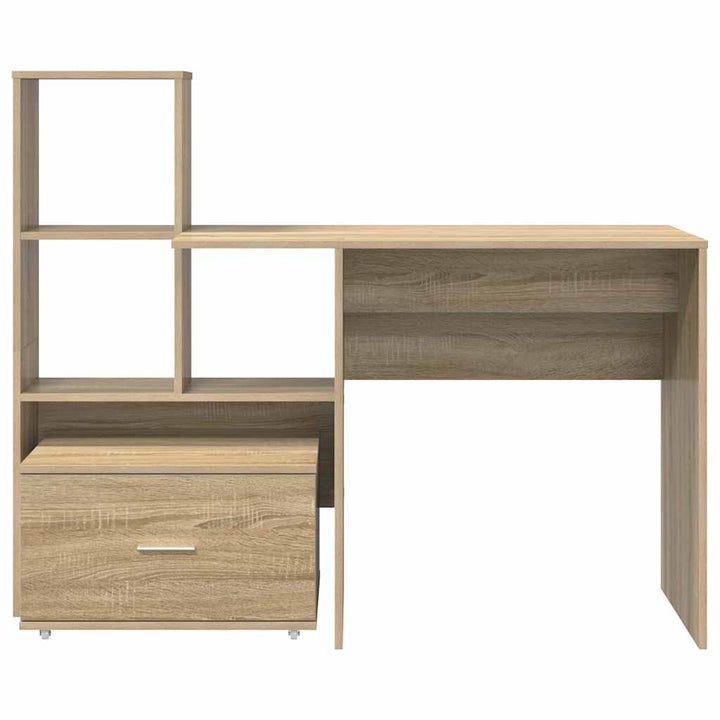 Bord med skuffe Sonoma-eg 131,5 x 50 x 106,5 cm Konstrueret træ