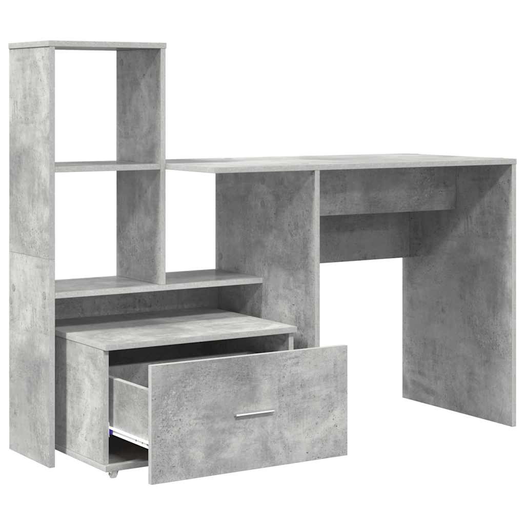 Bord med skuffe Betongrå 131,5 x 50 x 106,5 cm Konstrueret træ