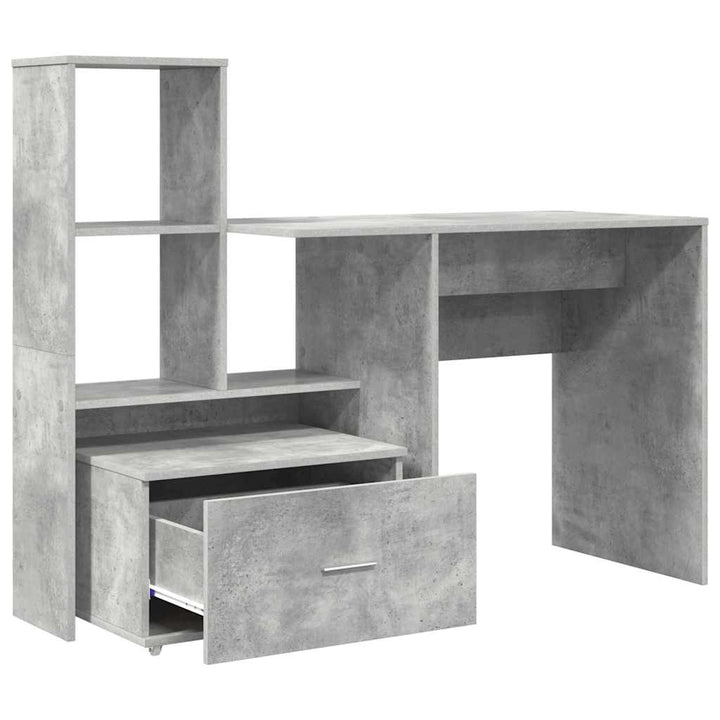 Bord med skuffe Betongrå 131,5 x 50 x 106,5 cm Konstrueret træ