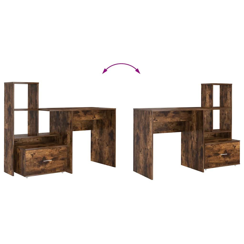 Bord med skuffe Røget eg 131,5 x 50 x 106,5 cm Konstrueret træ
