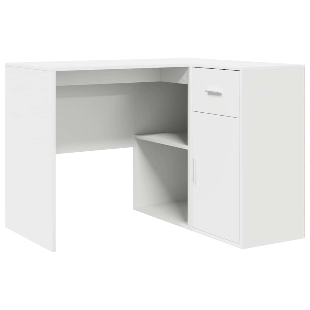 Hjørneskrivebord med dør Hvid 102 x 50 x 75 cm Konstrueret træ
