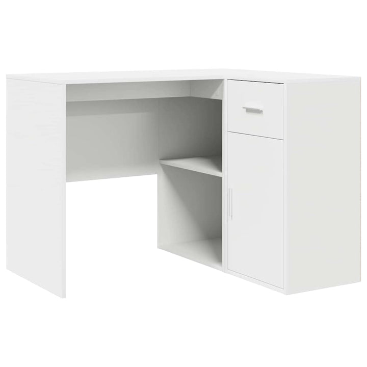 Hjørneskrivebord med dør Hvid 102 x 50 x 75 cm Konstrueret træ