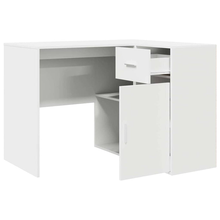 Hjørneskrivebord med dør Hvid 102 x 50 x 75 cm Konstrueret træ