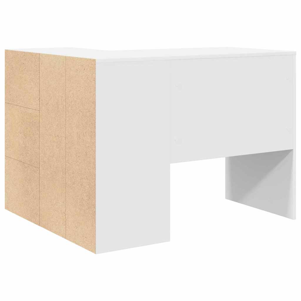 Hjørneskrivebord med dør Hvid 102 x 50 x 75 cm Konstrueret træ