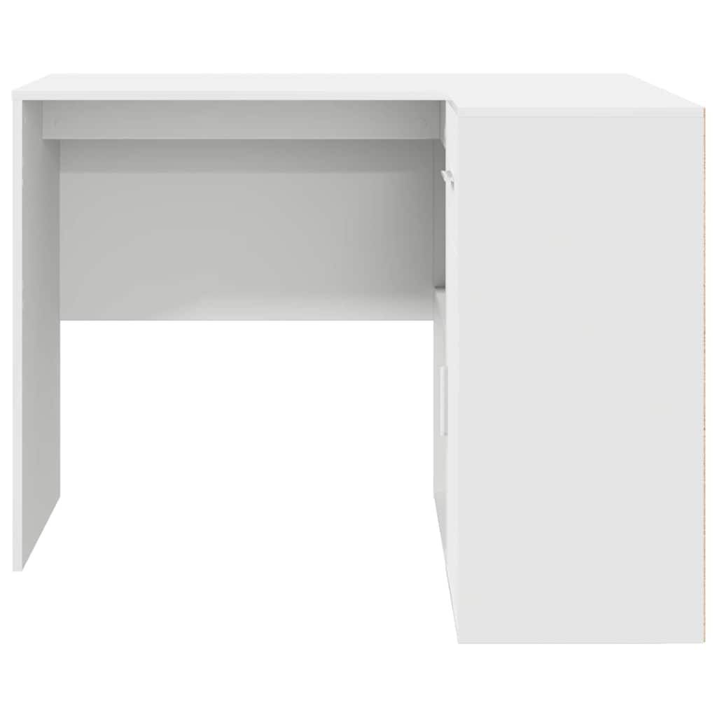 Hjørneskrivebord med dør Hvid 102 x 50 x 75 cm Konstrueret træ