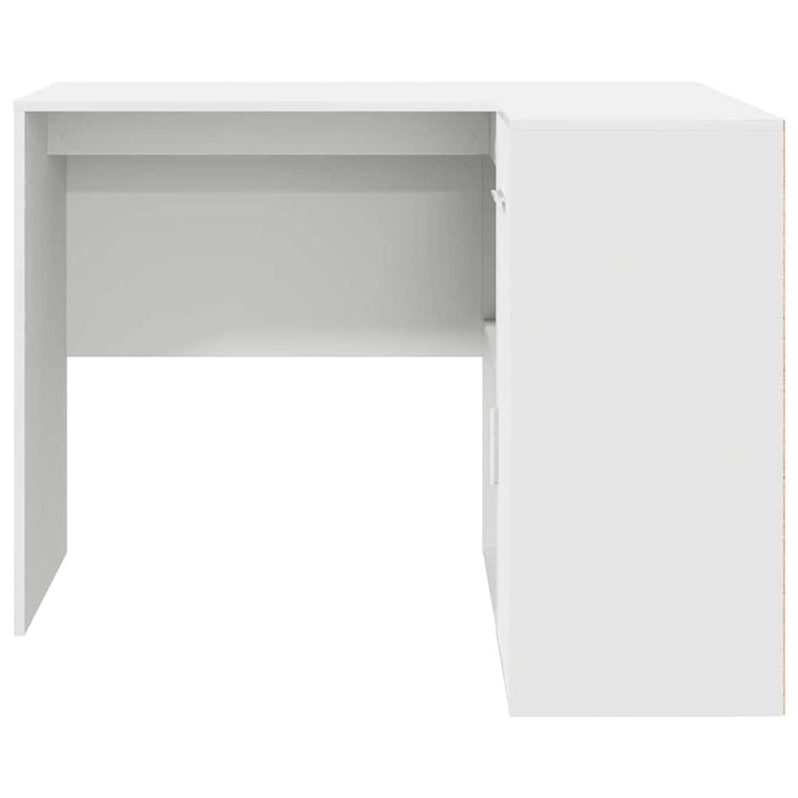 Hjørneskrivebord med dør Hvid 102 x 50 x 75 cm Konstrueret træ