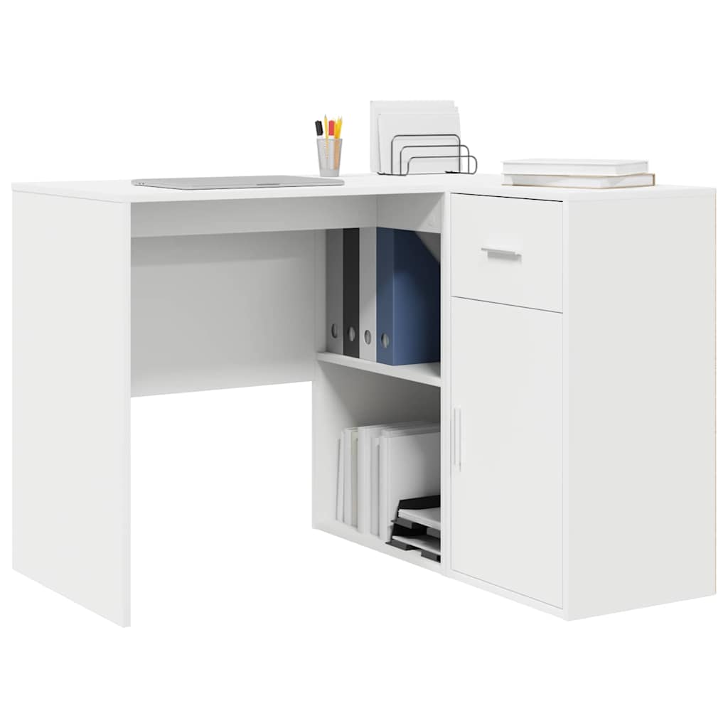 Hjørneskrivebord med dør Hvid 102 x 50 x 75 cm Konstrueret træ