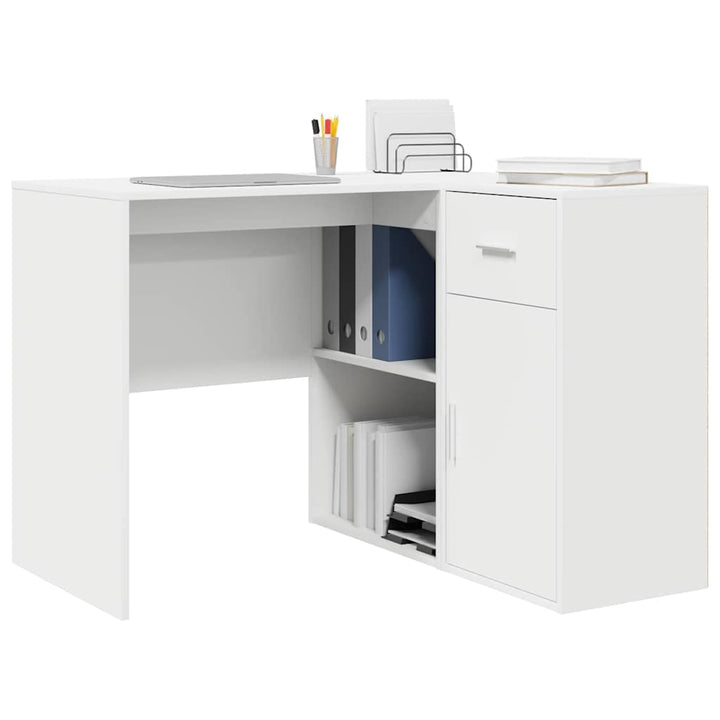 Hjørneskrivebord med dør Hvid 102 x 50 x 75 cm Konstrueret træ