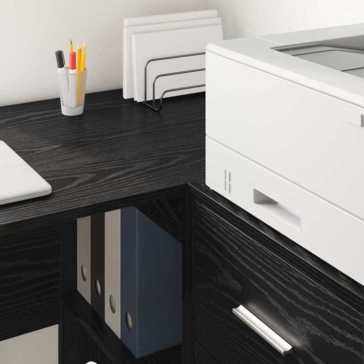 Hjørneskrivebord Sort eg 102 x 50 x 75 cm Konstrueret træ