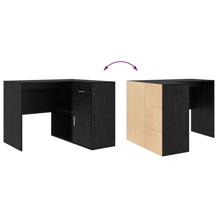 Hjørneskrivebord Sort eg 102 x 50 x 75 cm Konstrueret træ