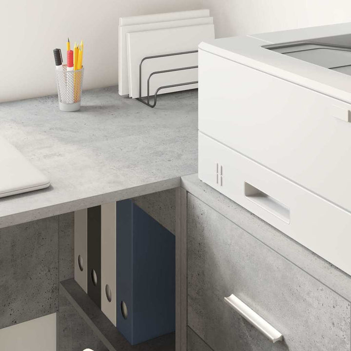 Hjørneskrivebord Beton Grå 102 x 50 x 75 cm Konstrueret træ