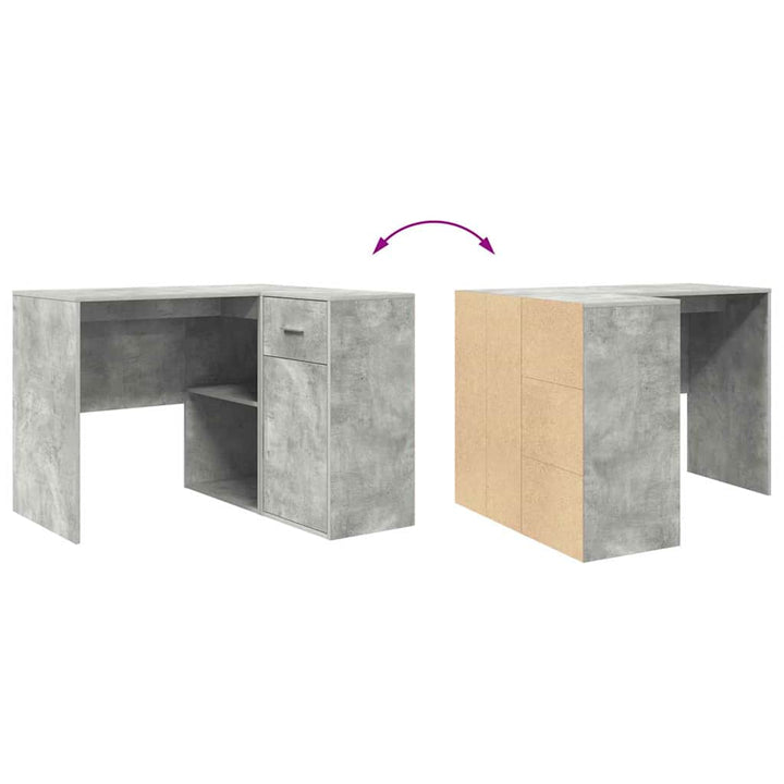 Hjørneskrivebord Beton Grå 102 x 50 x 75 cm Konstrueret træ