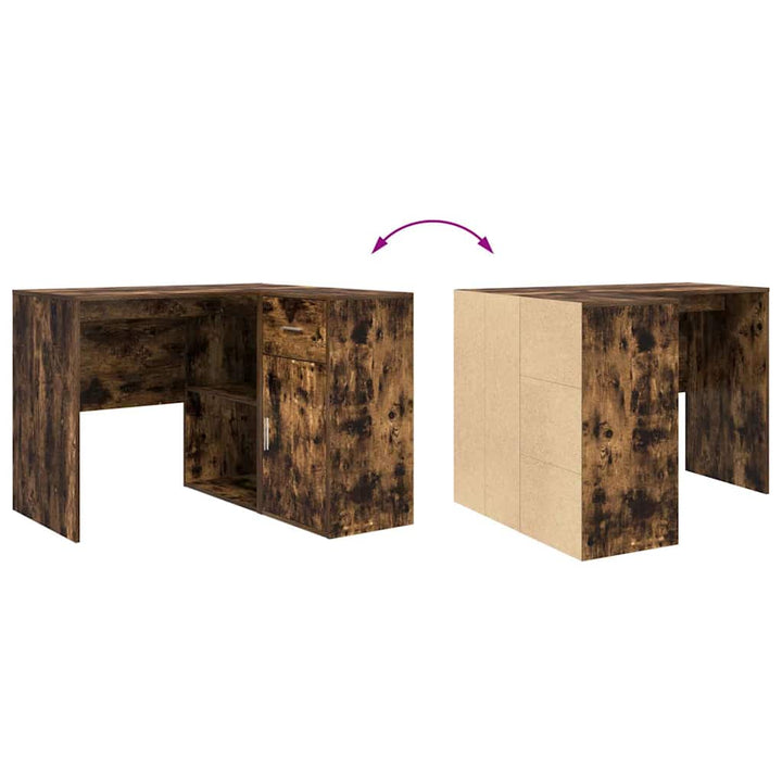 Hjørneskrivebord Røget eg 102 x 50 x 75 cm Konstrueret træ