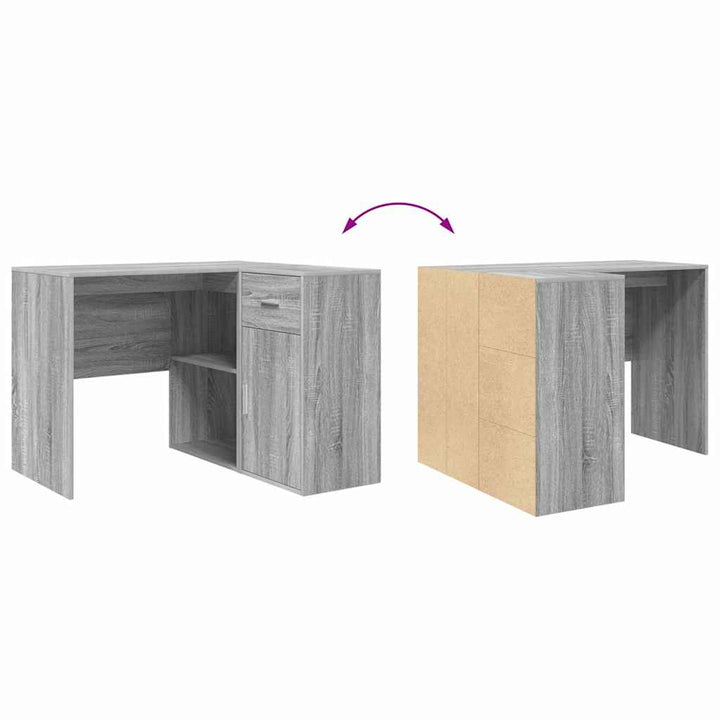 Hjørneskrivebord Grå sonoma-eg 102 x 50 x 75 cm Konstrueret træ