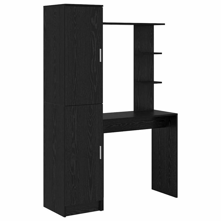 Skrivebord med opbevaring 2 pcs Sort eg 78,5 x 37 x 154,5 cm