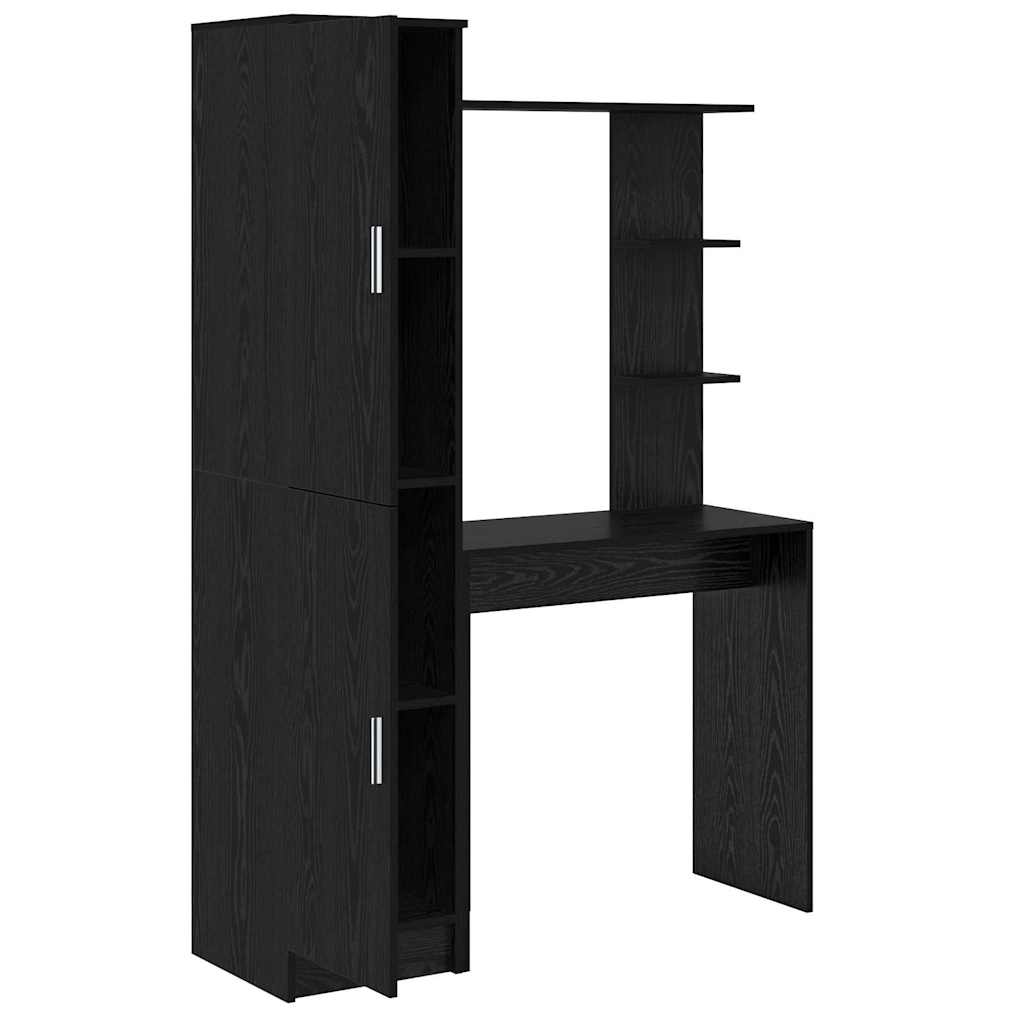 Skrivebord med opbevaring 2 pcs Sort eg 78,5 x 37 x 154,5 cm