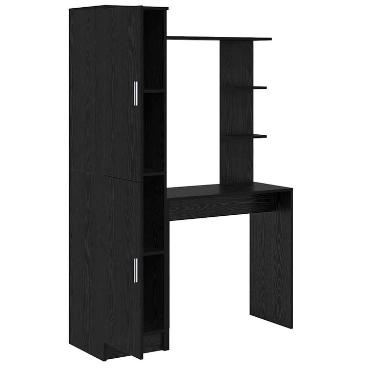 Skrivebord med opbevaring 2 pcs Sort eg 78,5 x 37 x 154,5 cm
