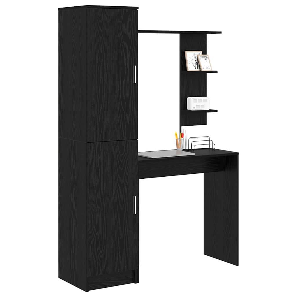 Skrivebord med opbevaring 2 pcs Sort eg 78,5 x 37 x 154,5 cm