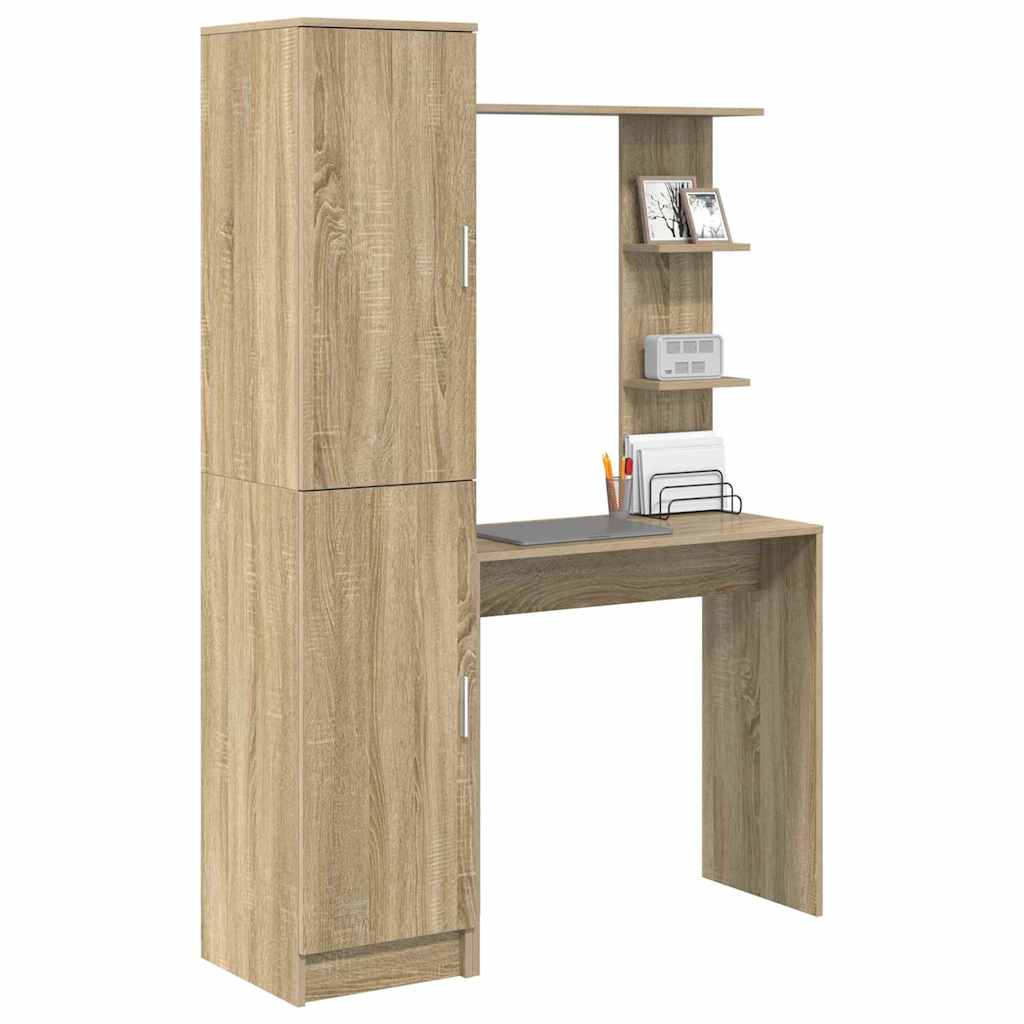 Skrivebord med opbevaring 2 pcs Sonoma eg 78,5 x 37 x 154,5 cm