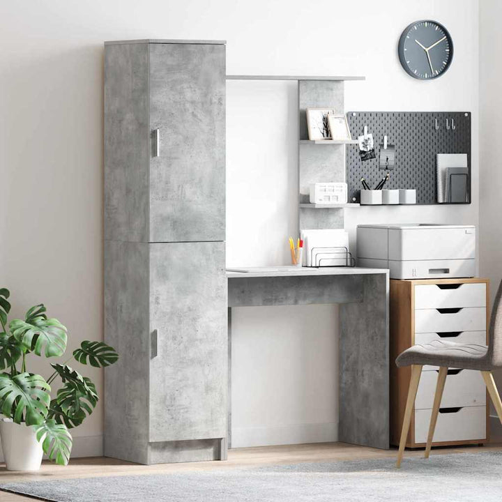 Skrivebord med opbevaring 2 pcs Beton Grå 78,5 x 37 x 154,5 cm