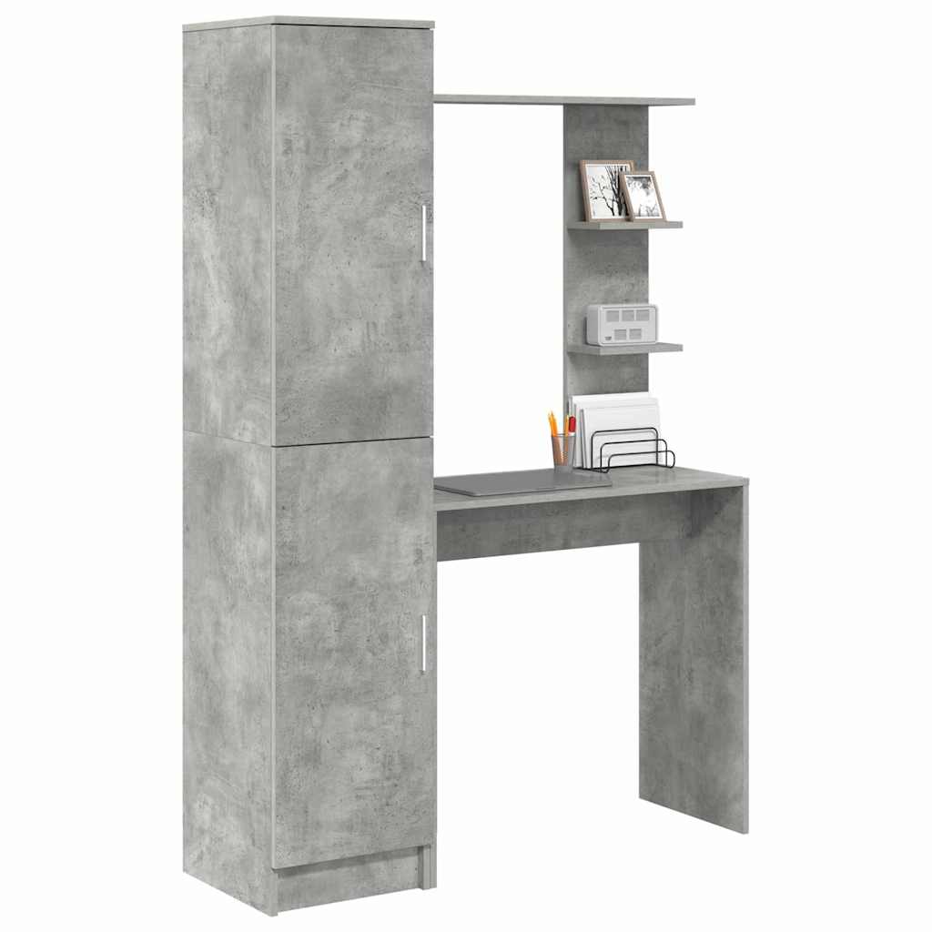 Skrivebord med opbevaring 2 pcs Beton Grå 78,5 x 37 x 154,5 cm