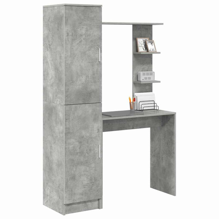Skrivebord med opbevaring 2 pcs Beton Grå 78,5 x 37 x 154,5 cm