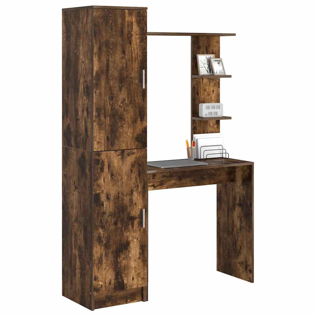 Skrivebord med opbevaring 2 pcs Røget eg 78,5 x 37 x 154,5 cm