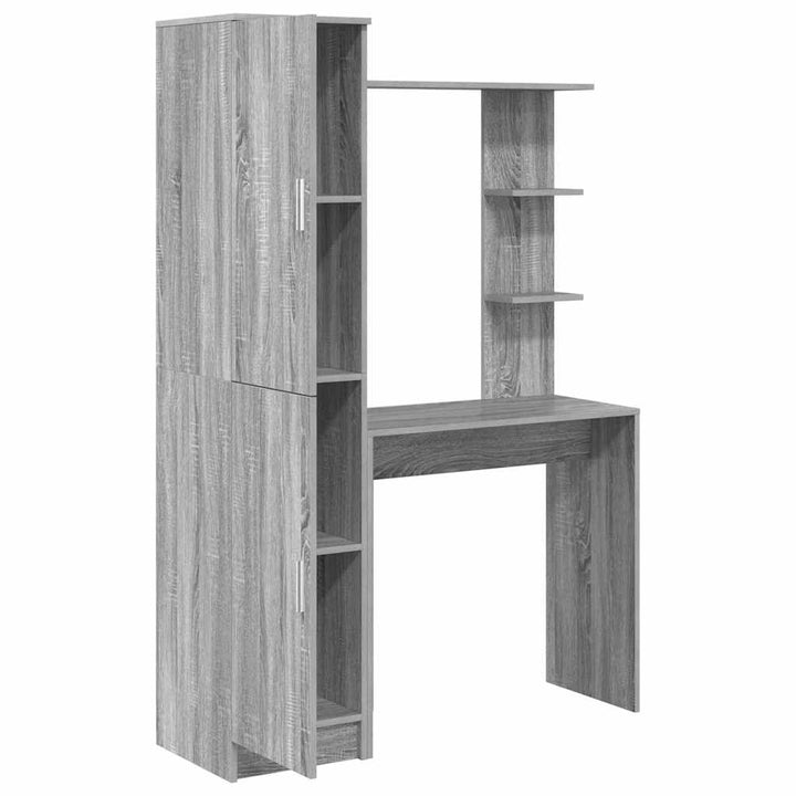 Skrivebord med opbevaring med hylde med dør 2 pcs Grå sonoma-eg