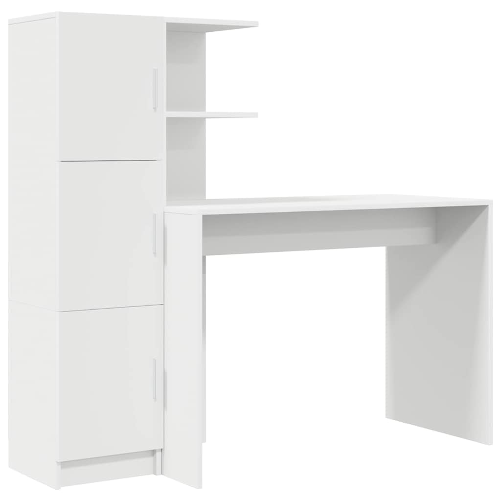 Skrivebord med opbevaring med dør 2 pcs Hvid 102 x 50 x 124 cm