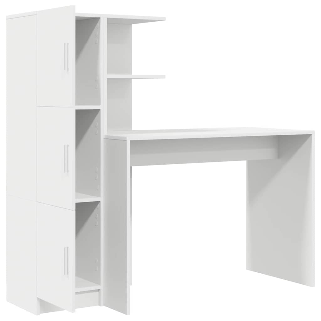Skrivebord med opbevaring med dør 2 pcs Hvid 102 x 50 x 124 cm