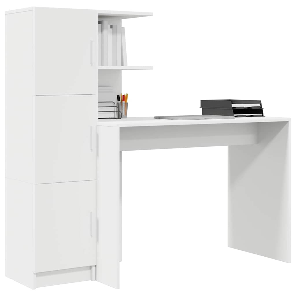 Skrivebord med opbevaring med dør 2 pcs Hvid 102 x 50 x 124 cm