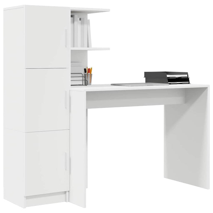 Skrivebord med opbevaring med dør 2 pcs Hvid 102 x 50 x 124 cm