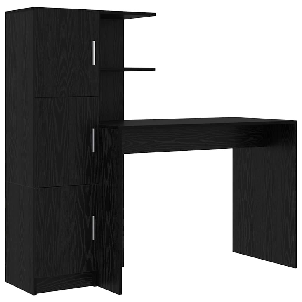Skrivebord med opbevaring 2 pcs Sort eg 102 x 50 x 124 cm
